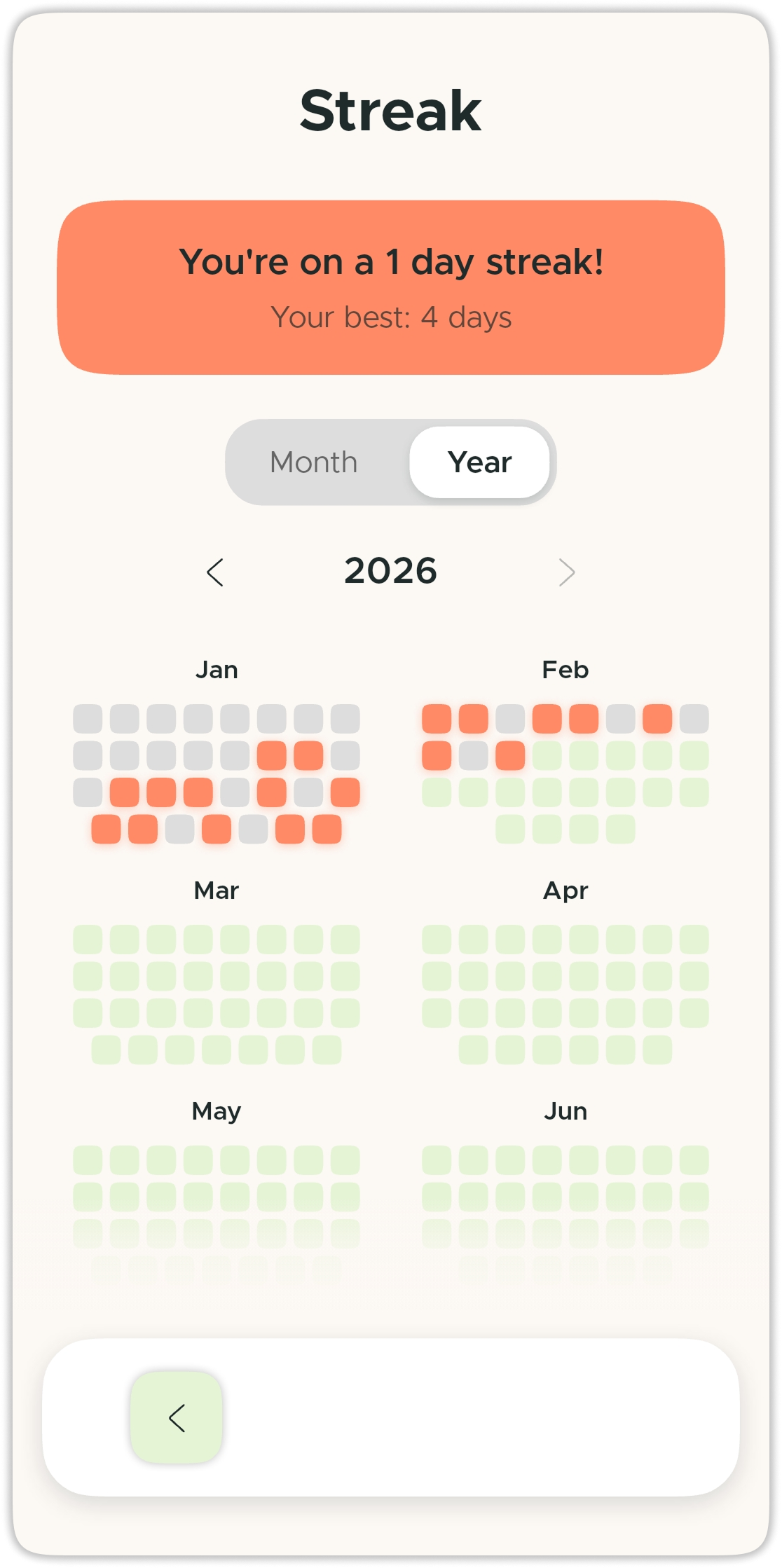 Practice streak tracking